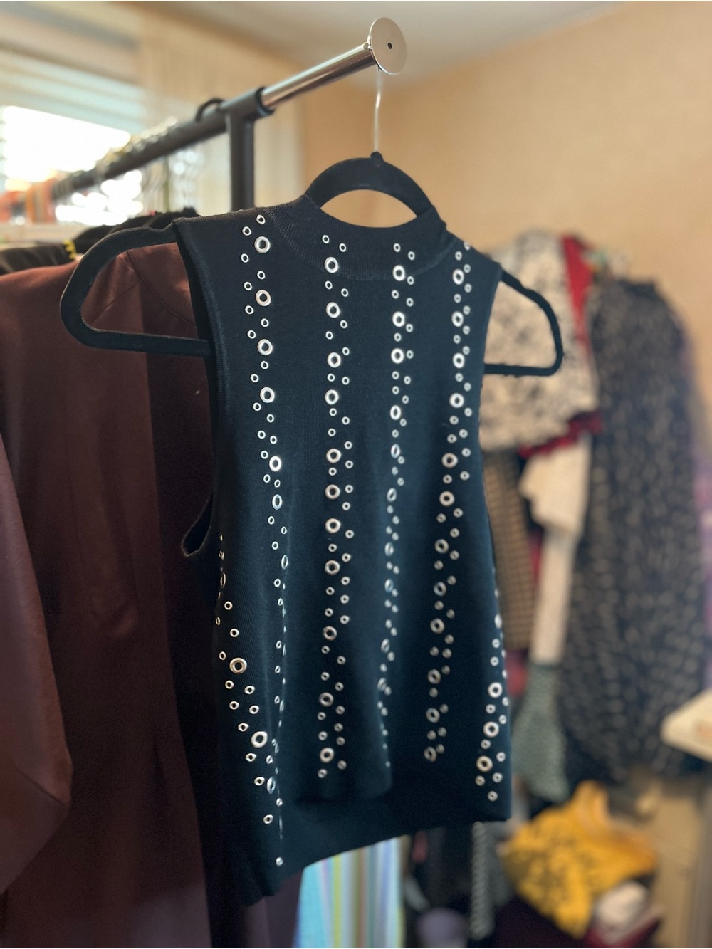 Black Knit with Silver Embellishments
